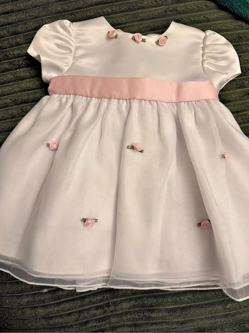 Vintage Cinderella Baby 6M White & Baby Pink Floral Formal Dress